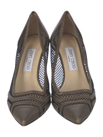 Jimmy Choo Leather Mesh Accents Pumps