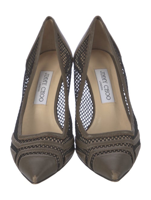 Jimmy Choo Leather Mesh Accents Pumps