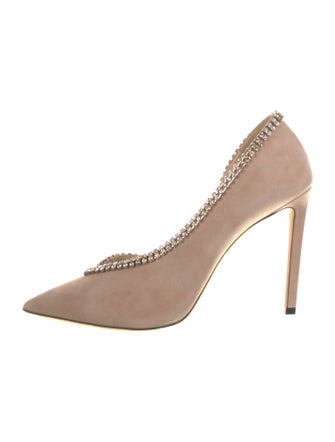 Jimmy Choo Suede Crystal Embellishments D'Orsay Pumps