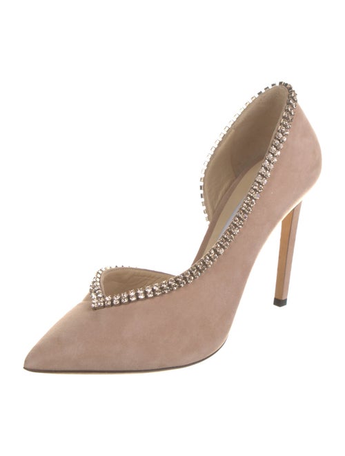 Jimmy Choo Suede Crystal Embellishments D'Orsay Pumps
