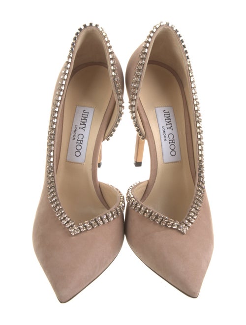 Jimmy Choo Suede Crystal Embellishments D'Orsay Pumps
