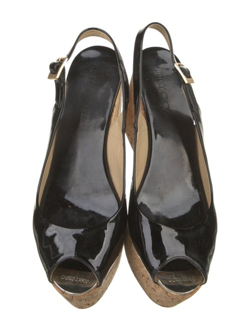 Jimmy Choo Patent Leather Colorblock Pattern Slingback Sandals