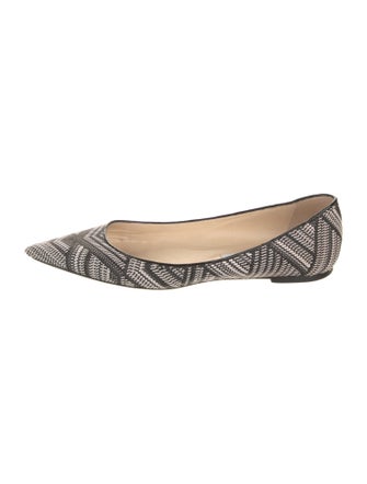 Jimmy Choo Printed Leather Trim Embellishment Ballet Flats
