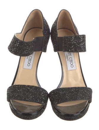 Jimmy Choo Glitter Animal Print Sandals