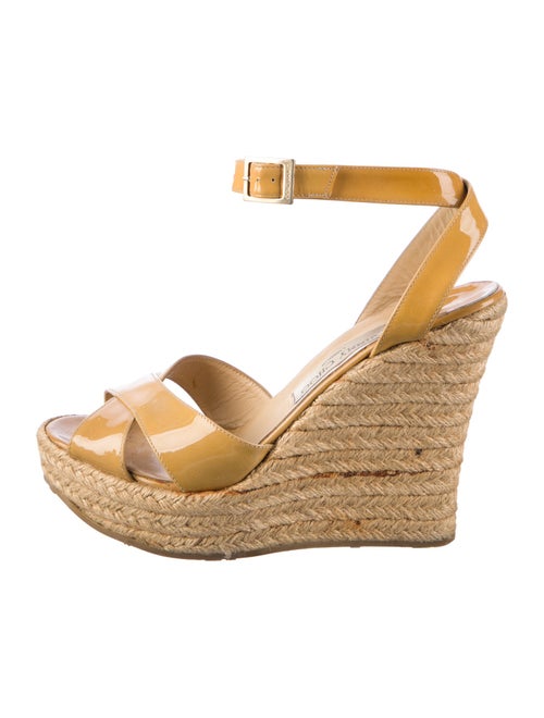 Jimmy Choo Patent Leather Colorblock Pattern Espadrilles