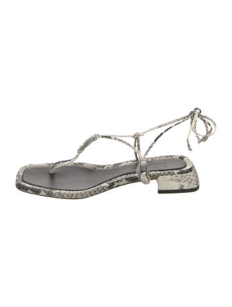 Jimmy Choo Embossed Leather Animal Print T-Strap Sandals