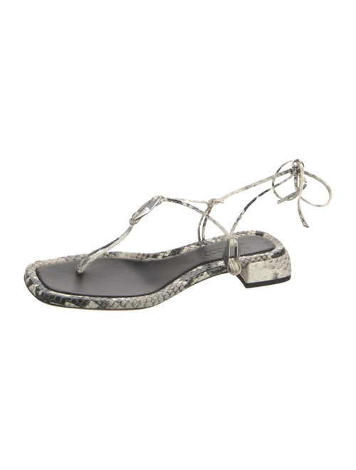 Jimmy Choo Embossed Leather Animal Print T-Strap Sandals