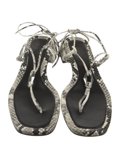 Jimmy Choo Embossed Leather Animal Print T-Strap Sandals