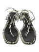 Jimmy Choo Embossed Leather Animal Print T-Strap Sandals