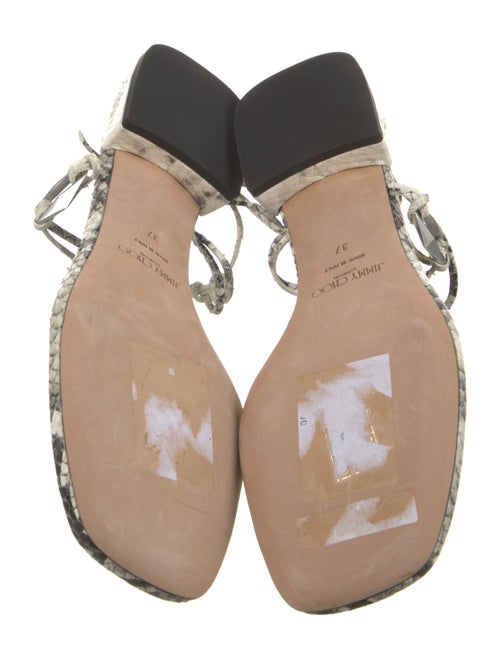 Jimmy Choo Embossed Leather Animal Print T-Strap Sandals