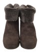 Max Mara Suede Fur Trim Lace-Up Boots