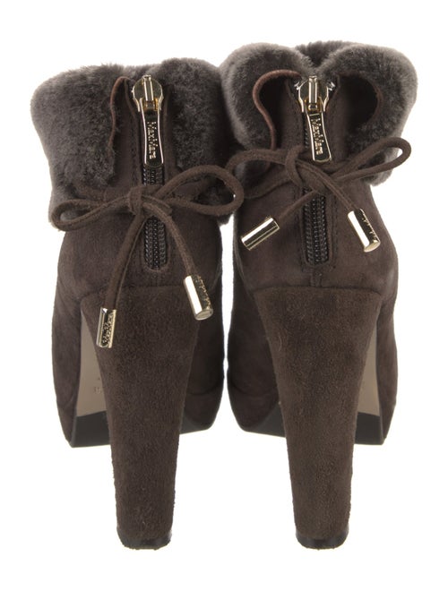 Max Mara Suede Fur Trim Lace-Up Boots