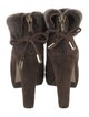 Max Mara Suede Fur Trim Lace-Up Boots