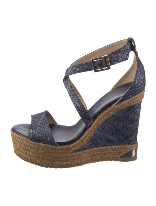 Jimmy Choo Denim Glitter Accents Espadrilles