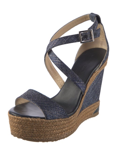 Jimmy Choo Denim Glitter Accents Espadrilles