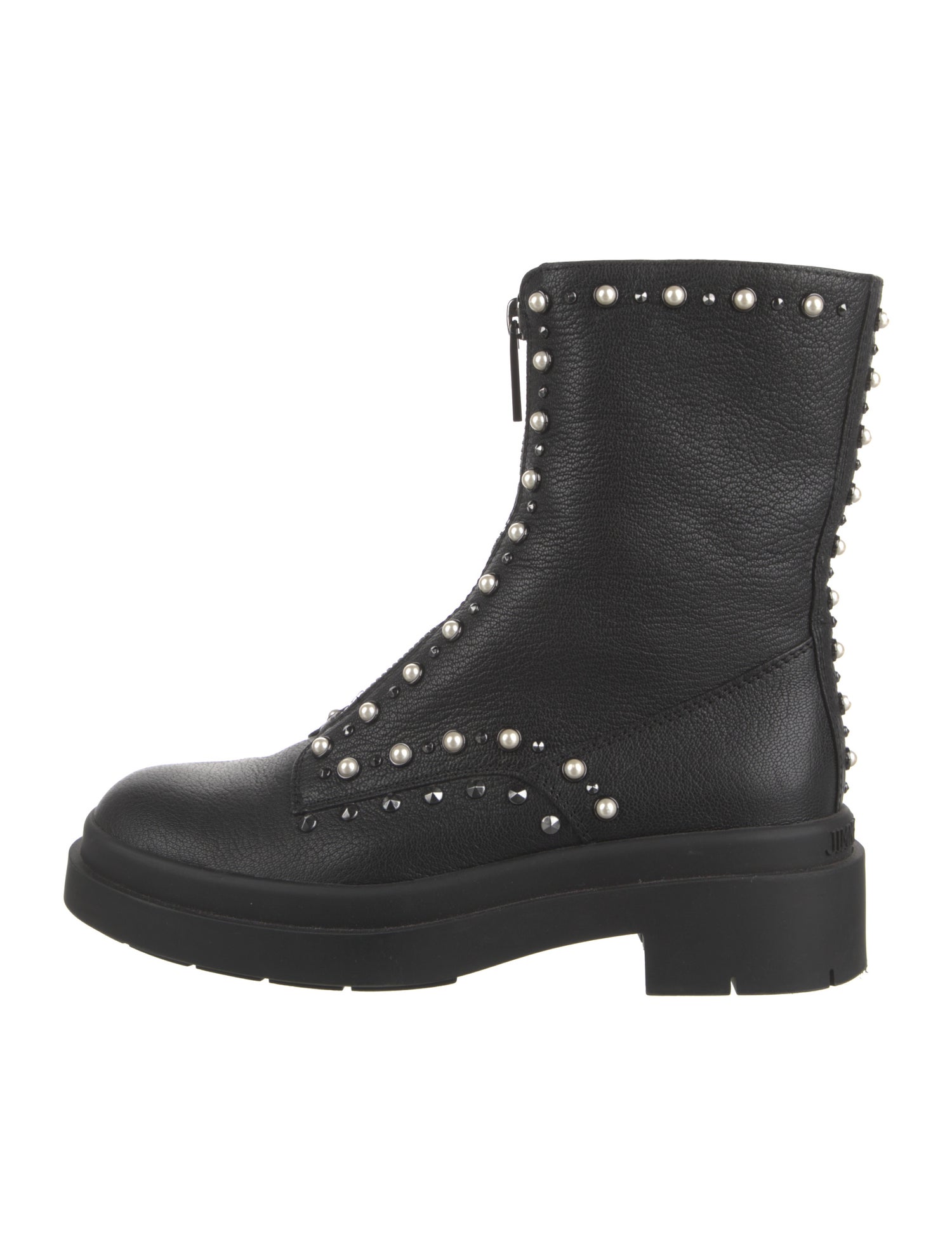 Jimmy Choo Leather Studded Accents Combat Boots