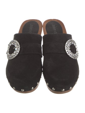 Jimmy Choo Suede Crystal Embellishments Mules