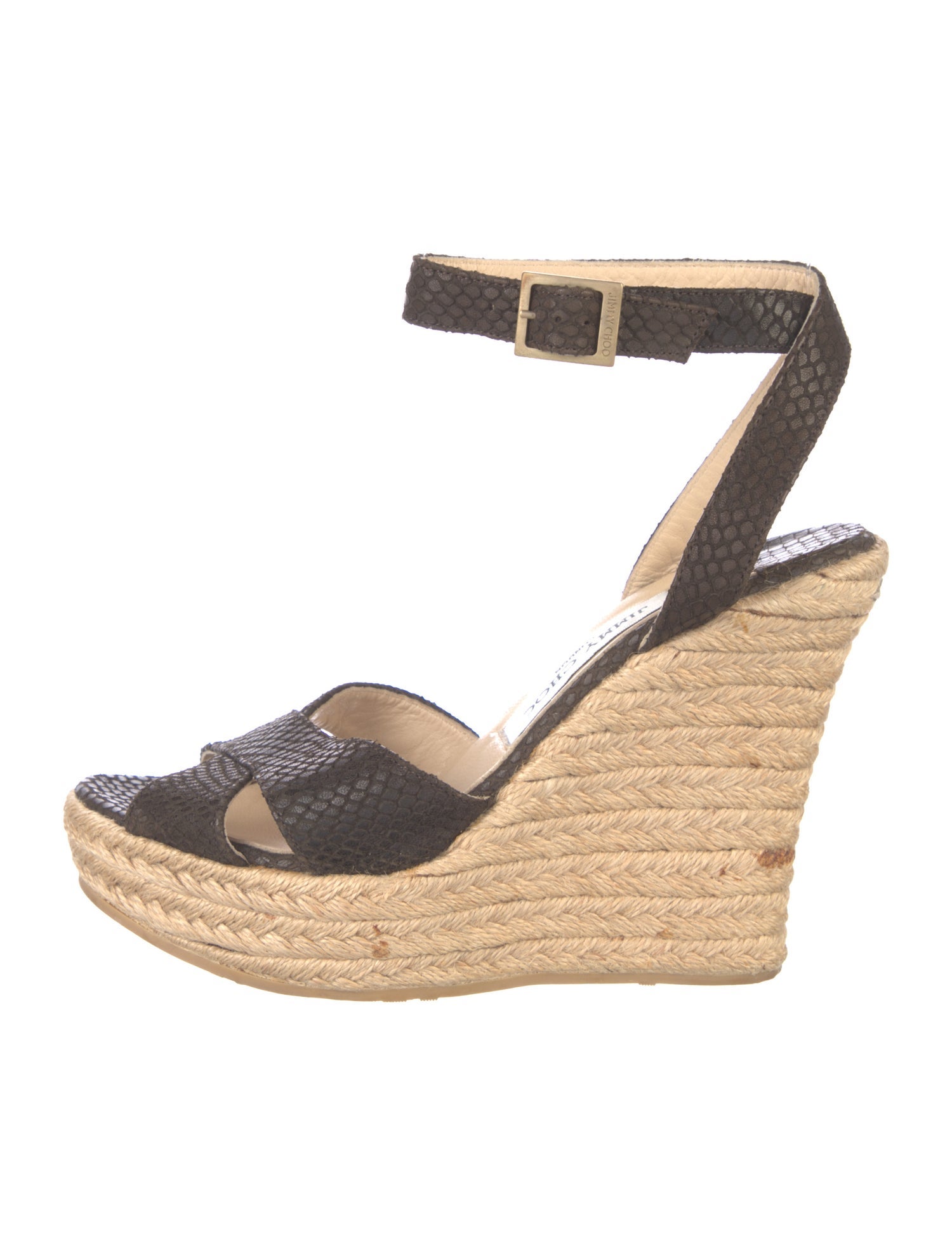 Jimmy Choo Leather Colorblock Pattern Espadrilles