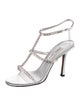 Jimmy Choo Leather Crystal Embellishments T-Strap Sandals