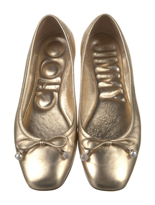 Jimmy Choo Leather Bow Accents Ballet Flats