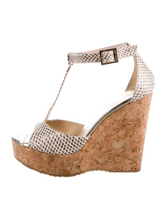 Jimmy Choo Snakeskin Animal Print T-Strap Sandals