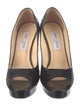 Jimmy Choo Sequins Leather Trim Embellishment Pumps