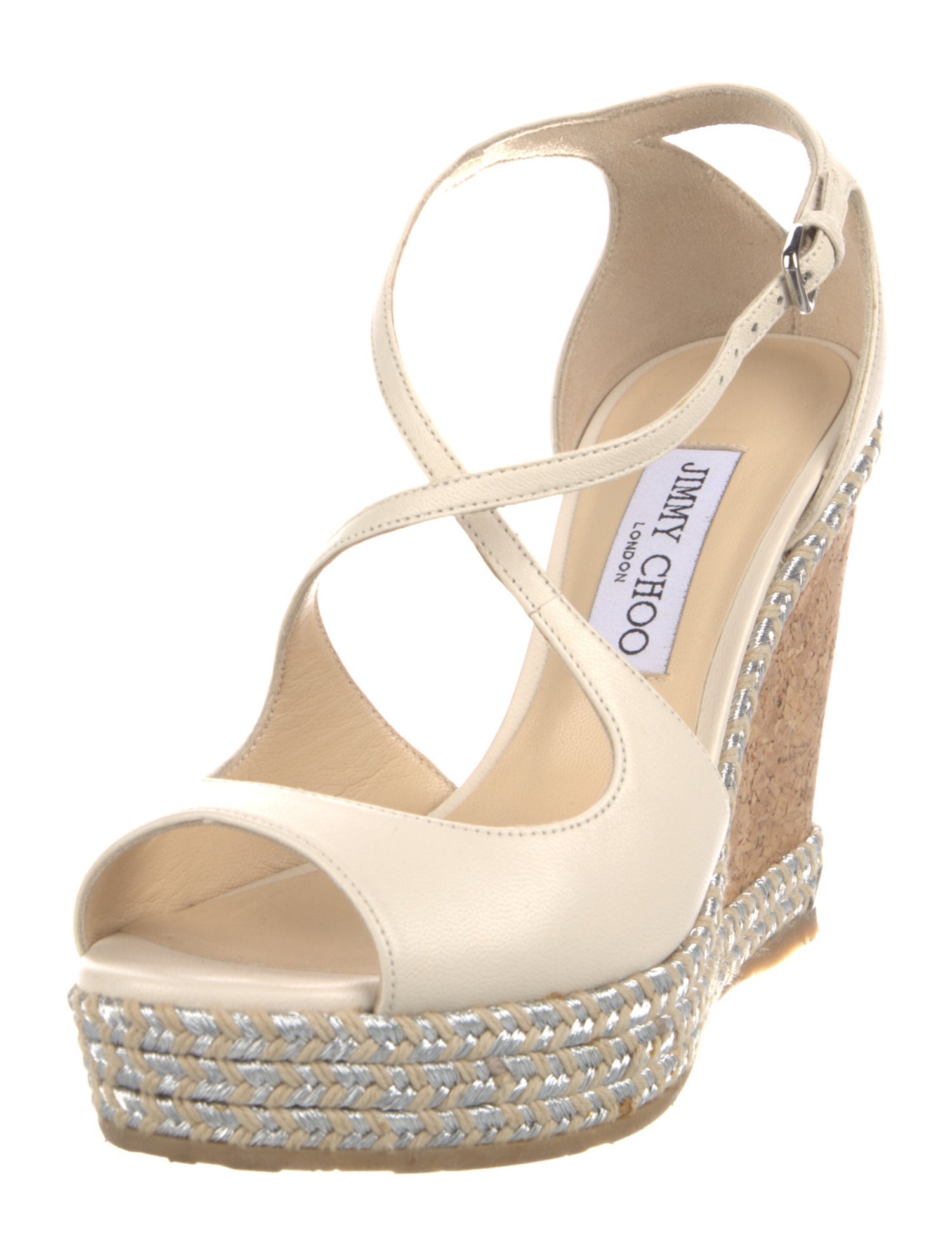 Jimmy Choo Leather Braided Accents T-Strap Pumps