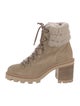 Jimmy Choo Suede Fur Trim Combat Boots