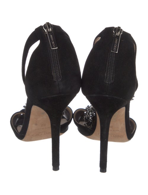 Jimmy Choo Suede Mesh Accents T-Strap Sandals