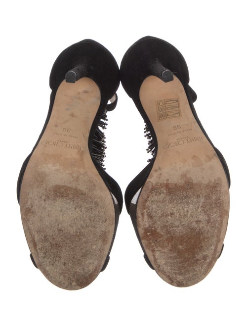 Jimmy Choo Suede Mesh Accents T-Strap Sandals