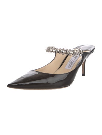 Jimmy Choo Patent Leather Crystal Embellishments Mules