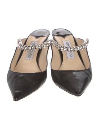 Jimmy Choo Patent Leather Crystal Embellishments Mules