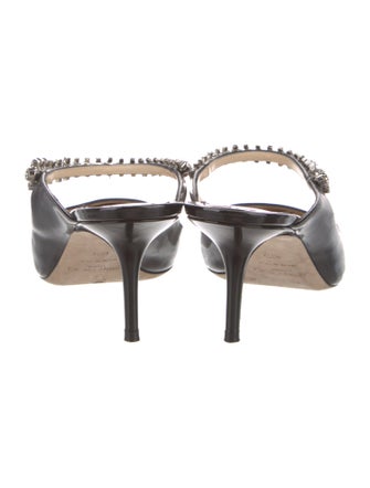 Jimmy Choo Patent Leather Crystal Embellishments Mules