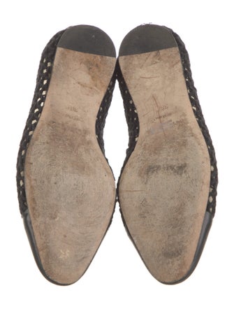 Jimmy Choo Mesh Leather Trim Embellishment Flats