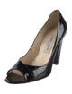 Jimmy Choo Patent Leather Cutout Accent Pumps