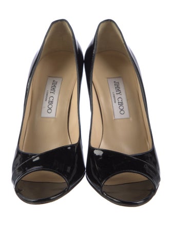 Jimmy Choo Patent Leather Cutout Accent Pumps