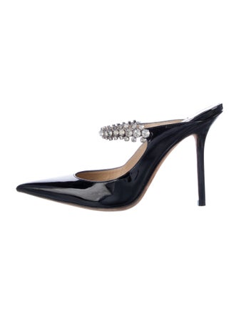 Jimmy Choo Patent Leather Crystal Embellishments Mules