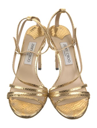 Jimmy Choo Embossed Leather Animal Print Sandals