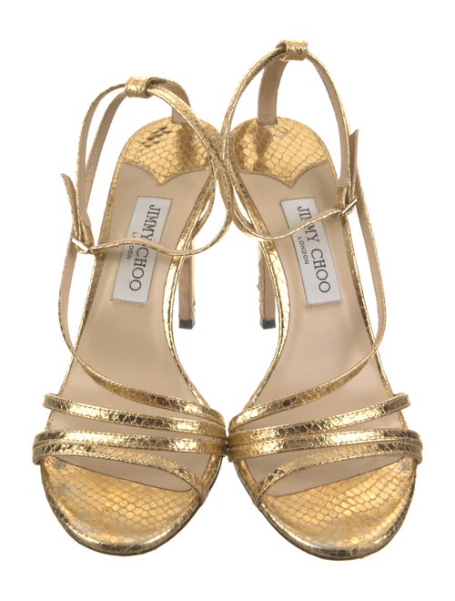 Jimmy Choo Embossed Leather Animal Print Sandals