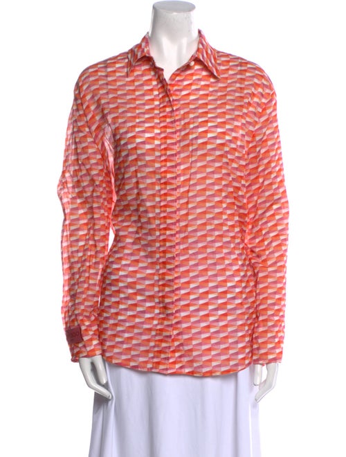 Jimmy Choo Printed Long Sleeve Button-Up Top