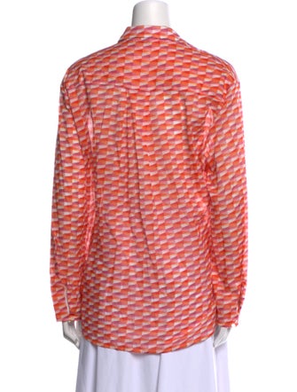 Jimmy Choo Printed Long Sleeve Button-Up Top