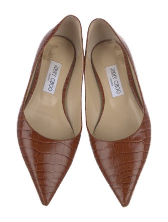 Jimmy Choo Embossed Leather Animal Print Flats