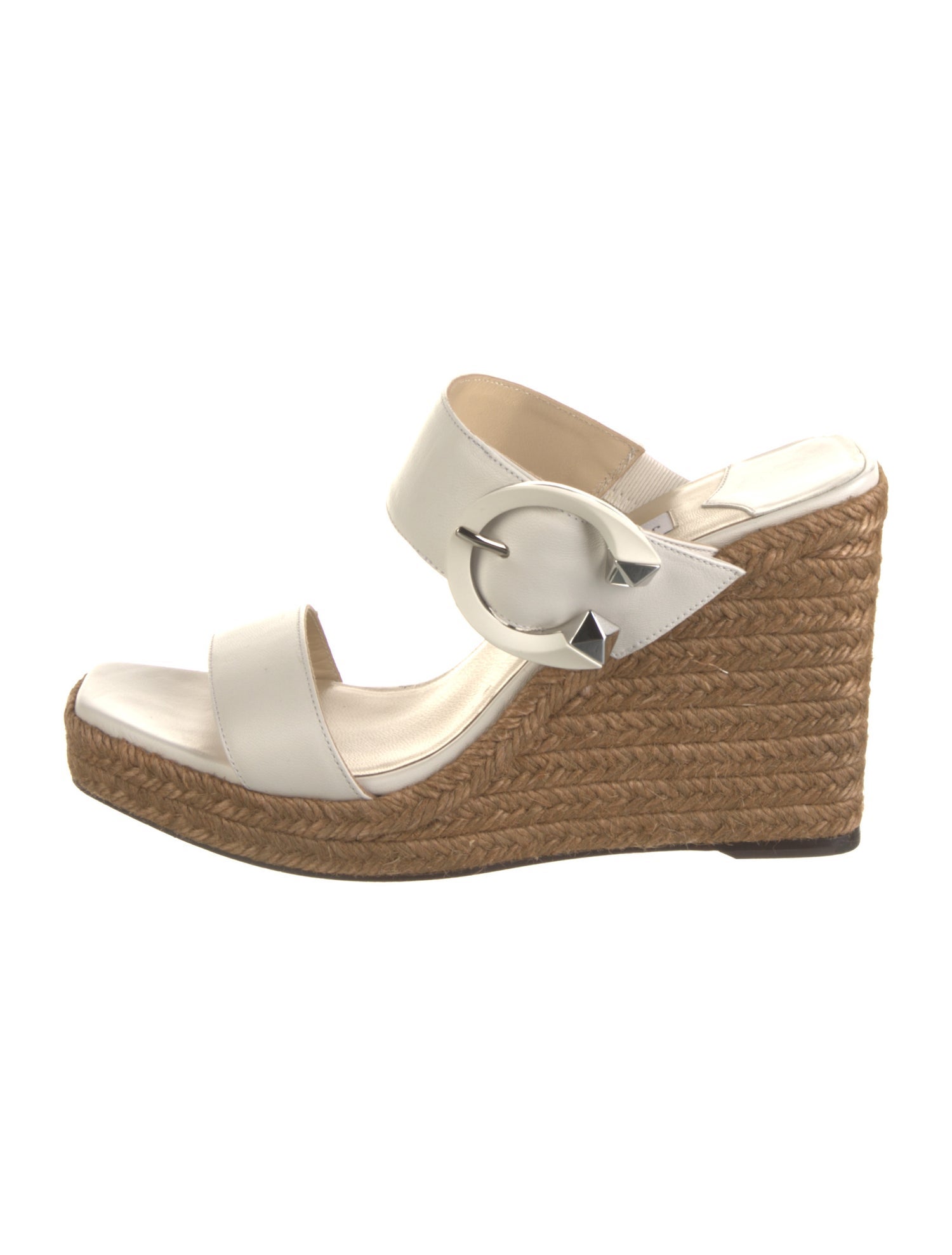 Jimmy Choo Leather Leather Trim Embellishment Espadrilles