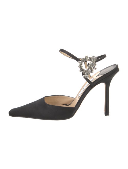 Jimmy Choo Satin Crystal Embellishments Slingback Pumps