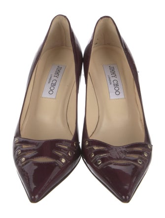 Jimmy Choo Patent Leather Cutout Accent Pumps