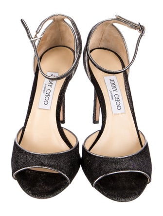 Jimmy Choo Glitter Animal Print Sandals