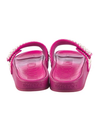 Jimmy Choo Faux Pearl Accents Leather Slides