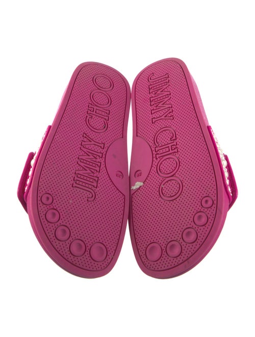 Jimmy Choo Faux Pearl Accents Leather Slides