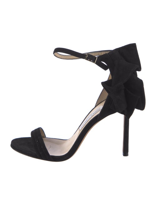 Jimmy Choo Suede Ruffle Embellishment Sandals