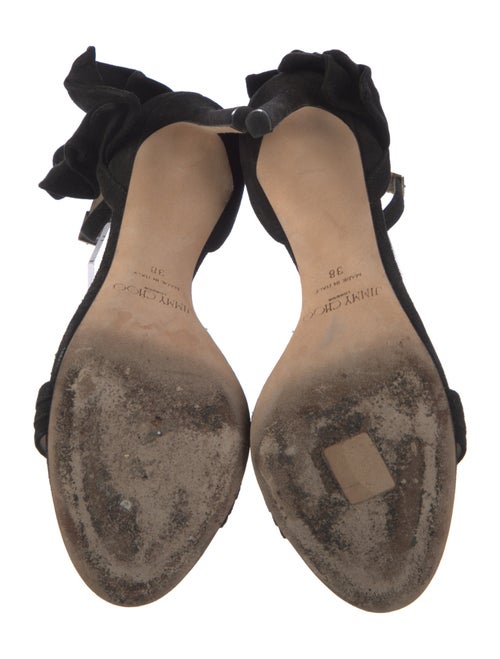 Jimmy Choo Suede Ruffle Embellishment Sandals